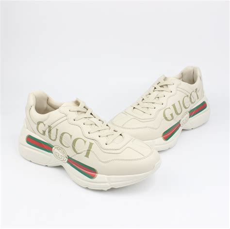 gucci rhyton logo print leather sneakers|gucci rhyton sneakers price.